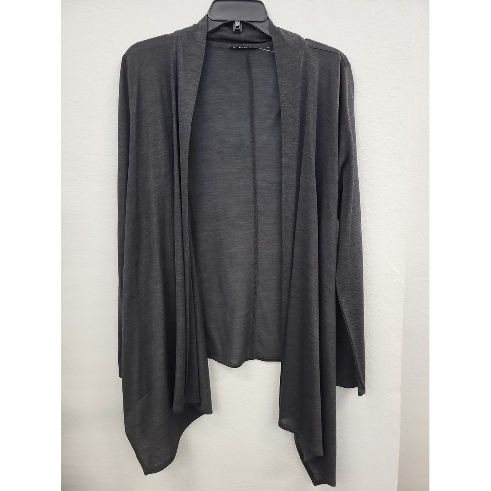 Elie Tahari Silk & Wool Waterfall Cardigan, Gray, Size Medium